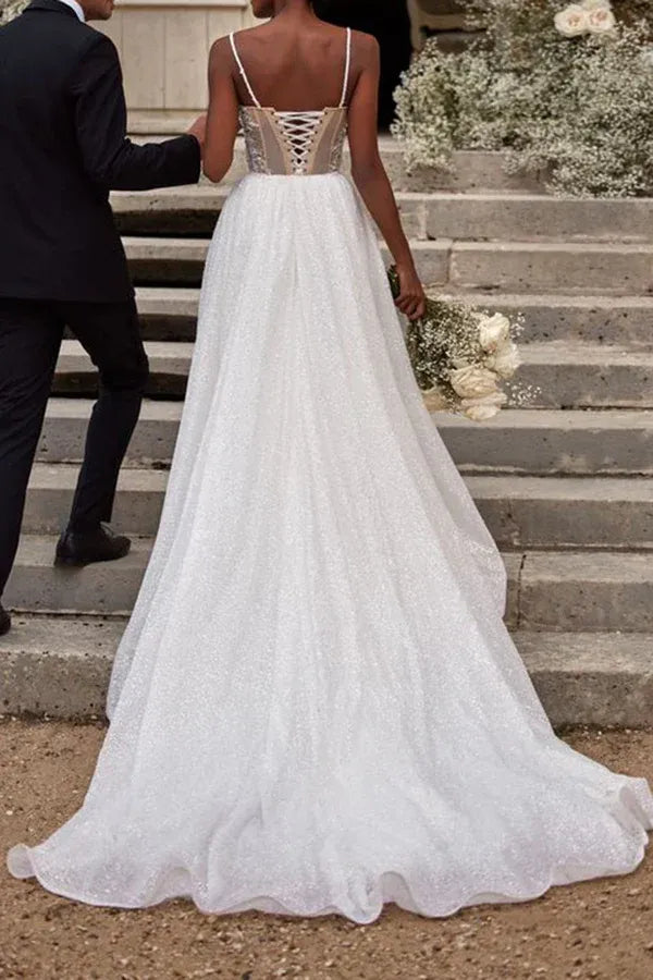 A-Line Sweetheart Floor-Length Wedding Dress - Yihuiw by Yihuiw