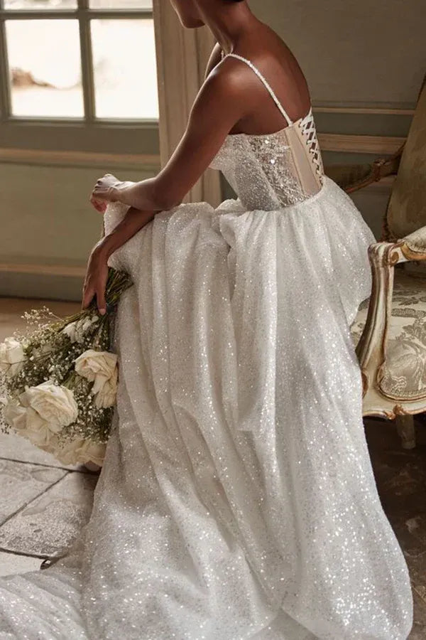 A-Line Sweetheart Floor-Length Wedding Dress - Yihuiw by Yihuiw
