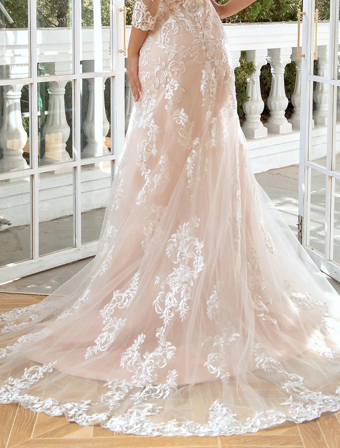 Engagement Formal Fall Wedding Dresses Mermaid / Trumpet Sweetheart Long Sleeve Sweep / Brush Train Lace Bridal Gowns With Appliques Summer Wedding Party Women‘s Clothing by YiHuiw
