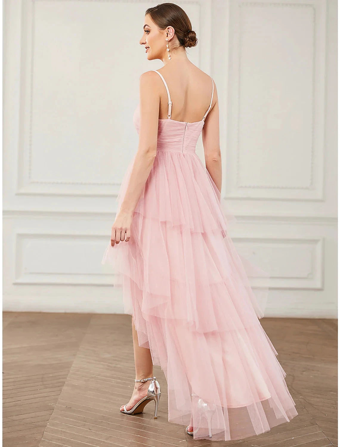 A-Line Party Dresses Vintage Dress Prom Birthday Knee Length Sleeveless Spaghetti Strap Tulle with Ruched by YiHuiw
