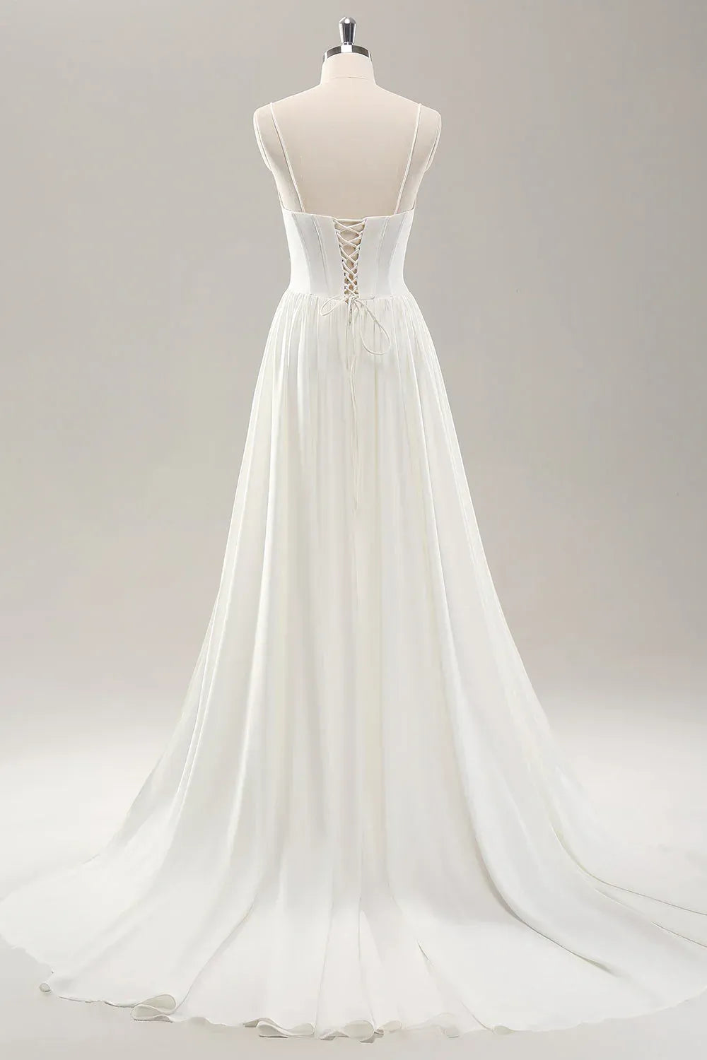 A-Line Spaghetti Strap Floor-Length Wedding Dress - Yihuiw by Yihuiw