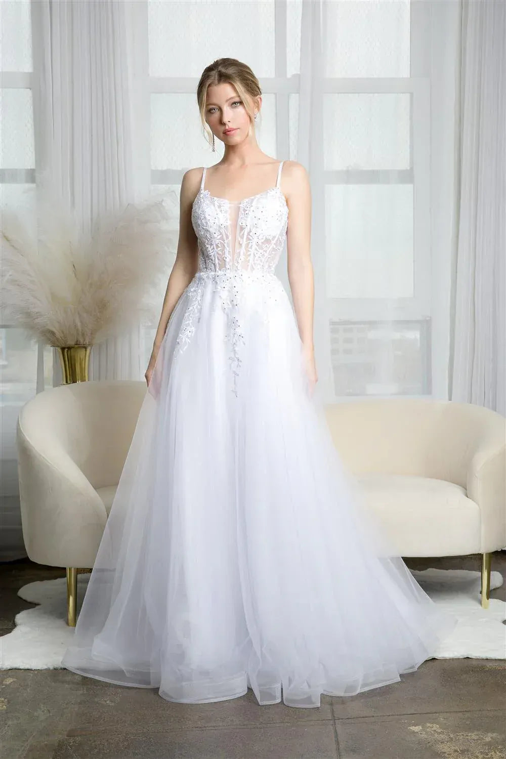 A-Line Sweetheart Floor-Length Wedding Dress - Yihuiw by Yihuiw