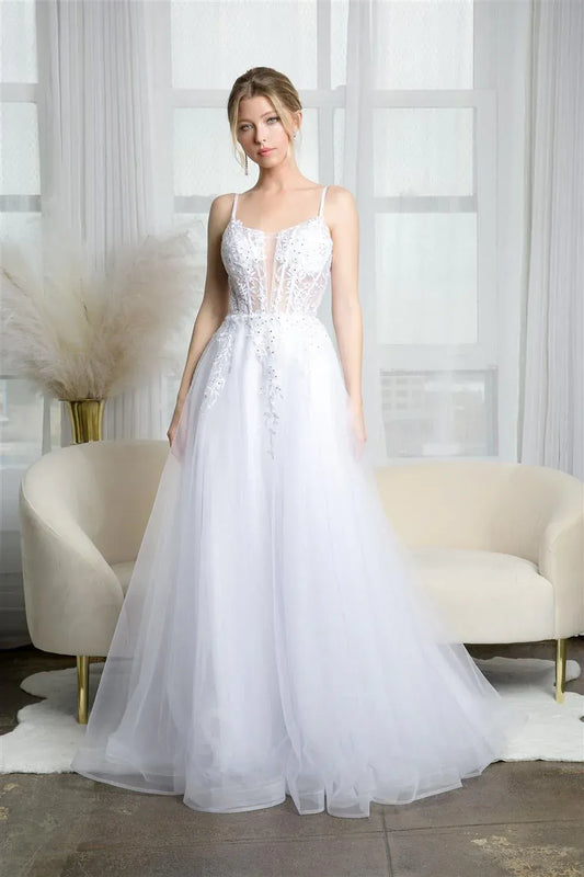 A-Line Sweetheart Floor-Length Wedding Dress - Yihuiw by Yihuiw