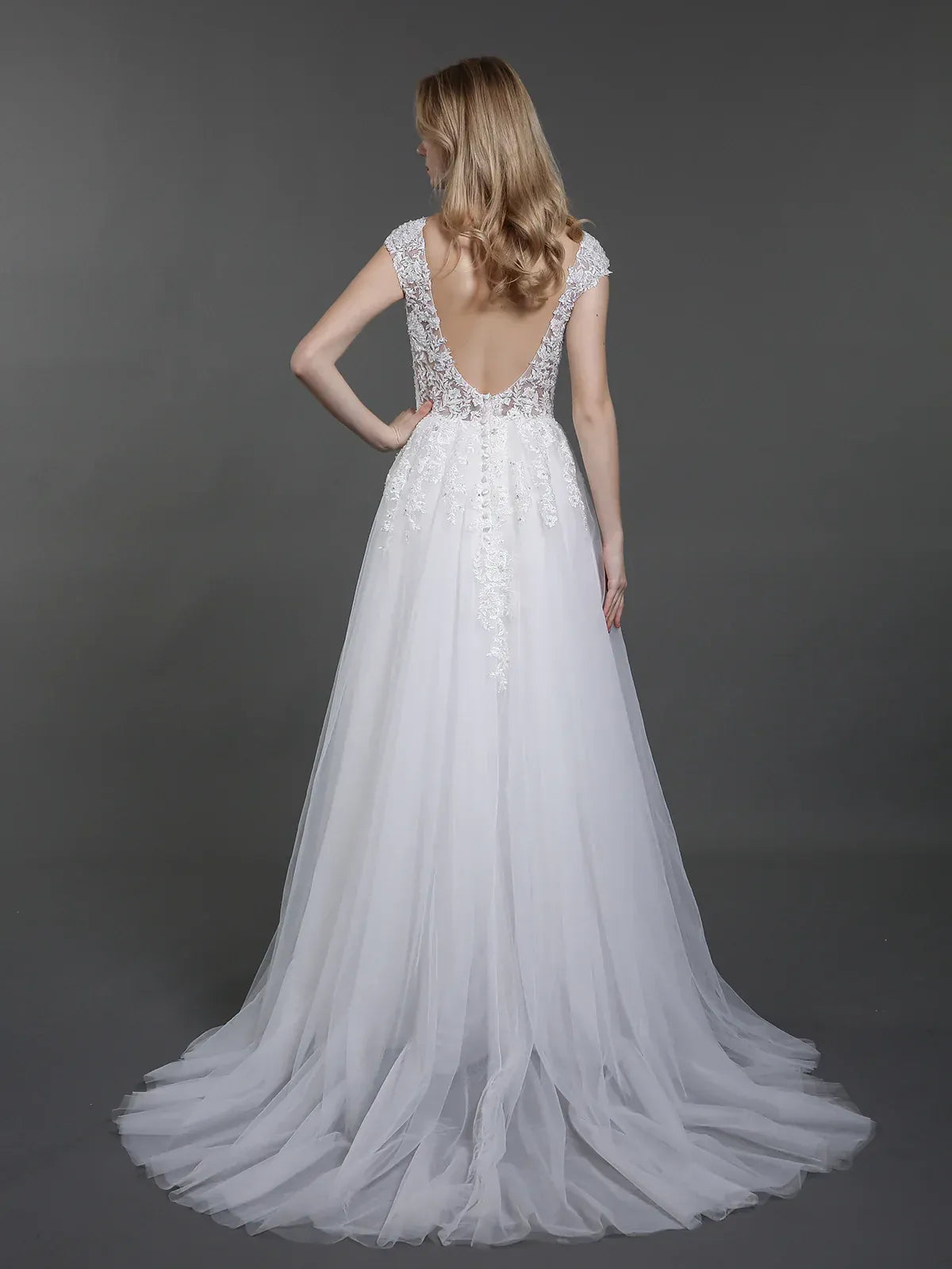 A-Line V-Neck Floor-Length Wedding Dress - Yihuiw by Yihuiw