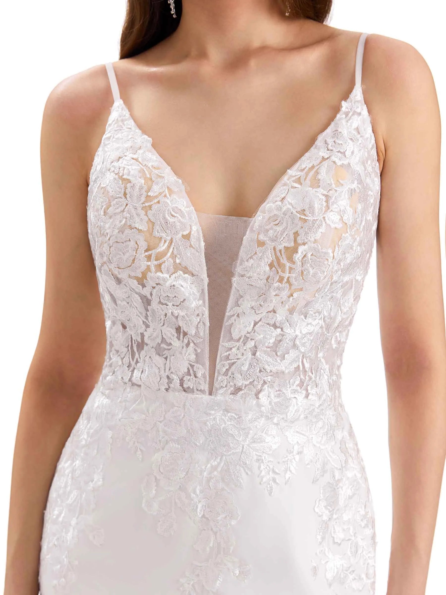 Mermaid V-Neck Floor-Length Wedding Dress - Yihuiw by Yihuiw
