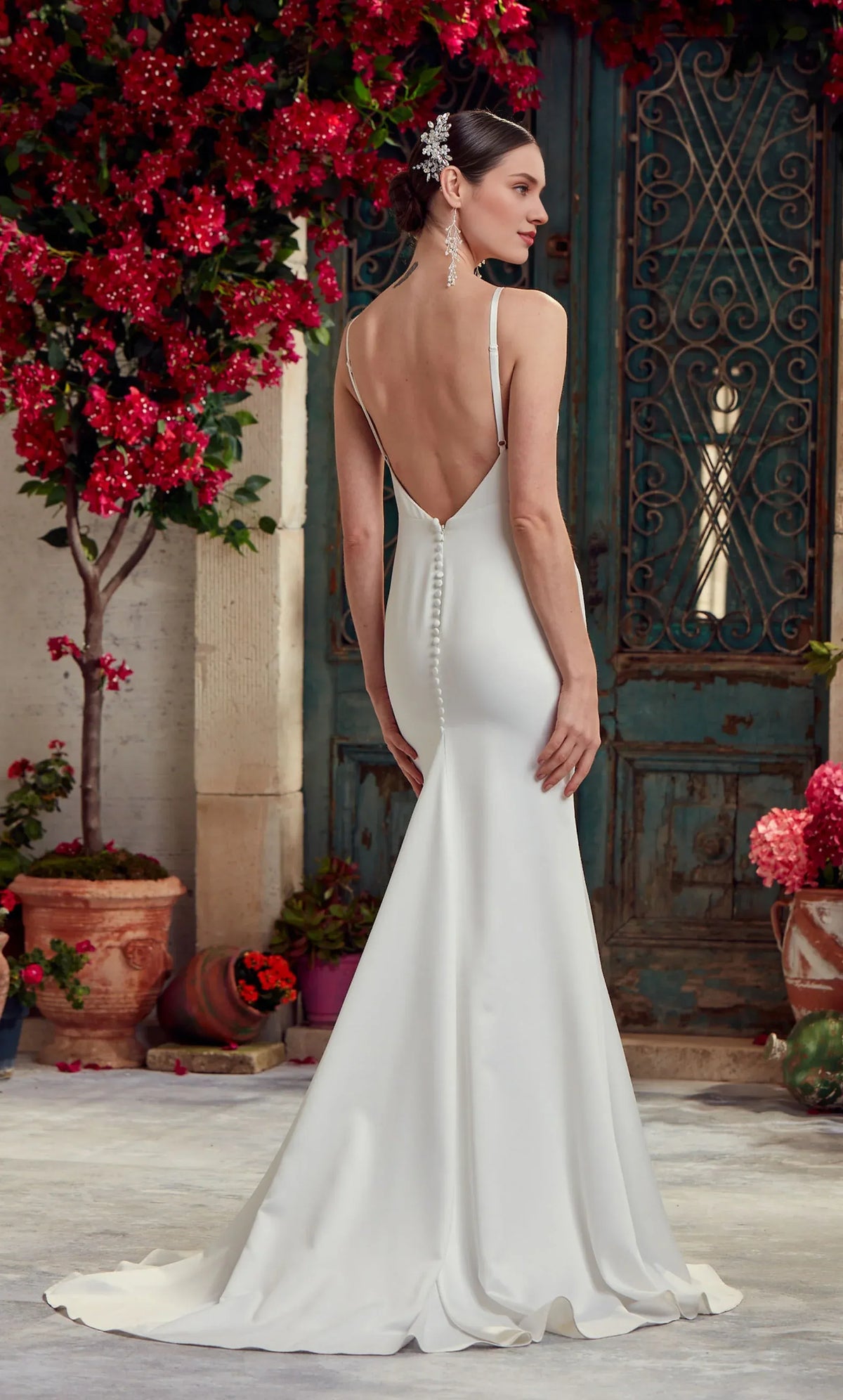 Mermaid Spaghetti Strap Satin Open Back Train Wedding Dress - Yihuiw by Yihuiw