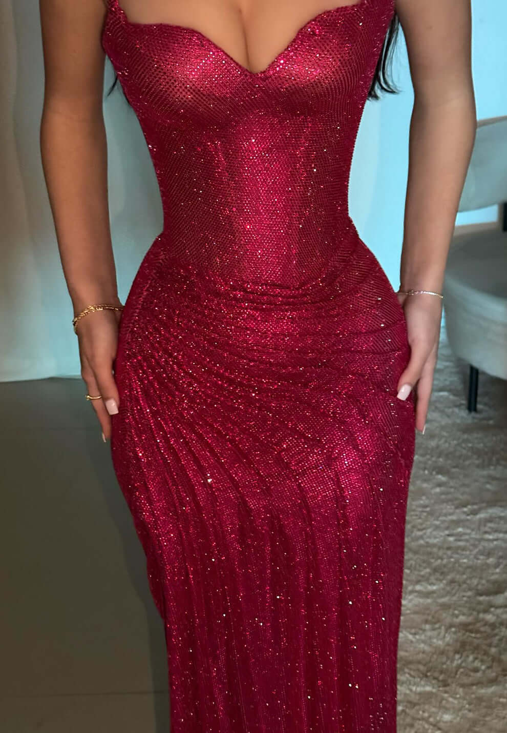 Amazing Fuchsia Sequin Prom Dress Long Mermaid Formal Gown with Split simple gentle atmospheric and unique desi Bring summer colors to enhance whiteness by YiHuiw