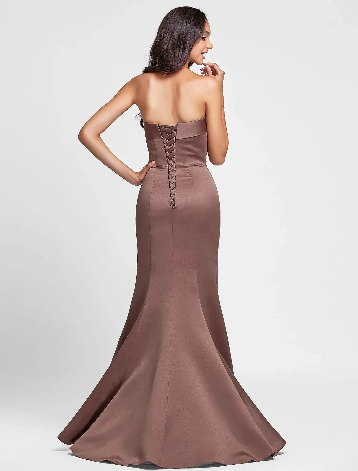 Mermaid / Trumpet Bridesmaid Dress Strapless Sleeveless Floor Length Satin with Side Draping by YiHuiw