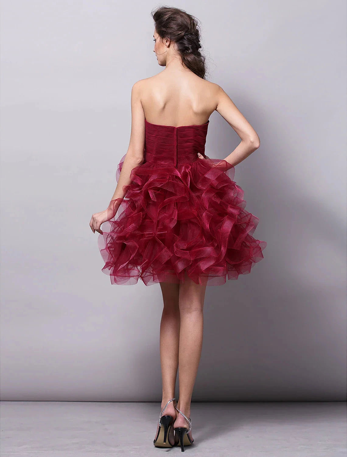 Ball Gown Hot Homecoming Cocktail Party Valentine's Day Dress Strapless Sleeveless Short / Mini Tulle with Ruched Tier by YiHuiw
