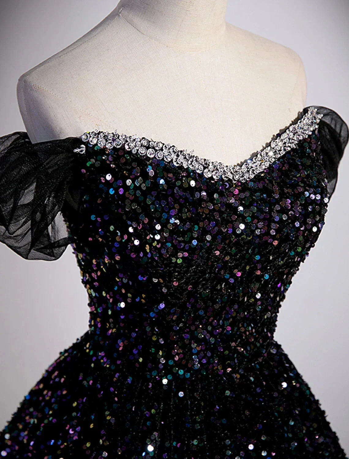 Ball Gown Prom Dresses Sexy Dress Wedding Guest Court Train Sleeveless Off Shoulder Sequined with Pleats Sequin by YiHuiw
