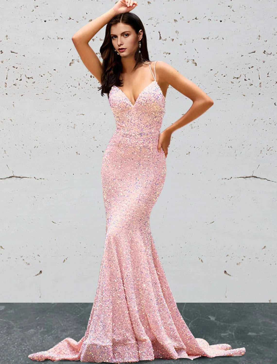 Mermaid / Trumpet Prom Dresses Open Back Dress Prom Sweep / Brush Train Sleeveless Sweetheart Sequined Backless with Sequin by YiHuiw