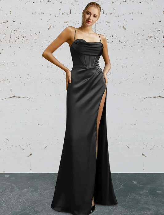 Mermaid / Trumpet Prom Dresses Vintage Dress Prom Floor Length Sleeveless Sweetheart Charmeuse Backless with Slit Pure Color by YiHuiw