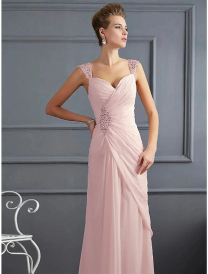 Mermaid / Trumpet Evening Gown Sparkle & Shine Dress Formal Prom Floor Length Sleeveless Spaghetti Strap Chiffon with Rhinestone Ruched by YiHuiw