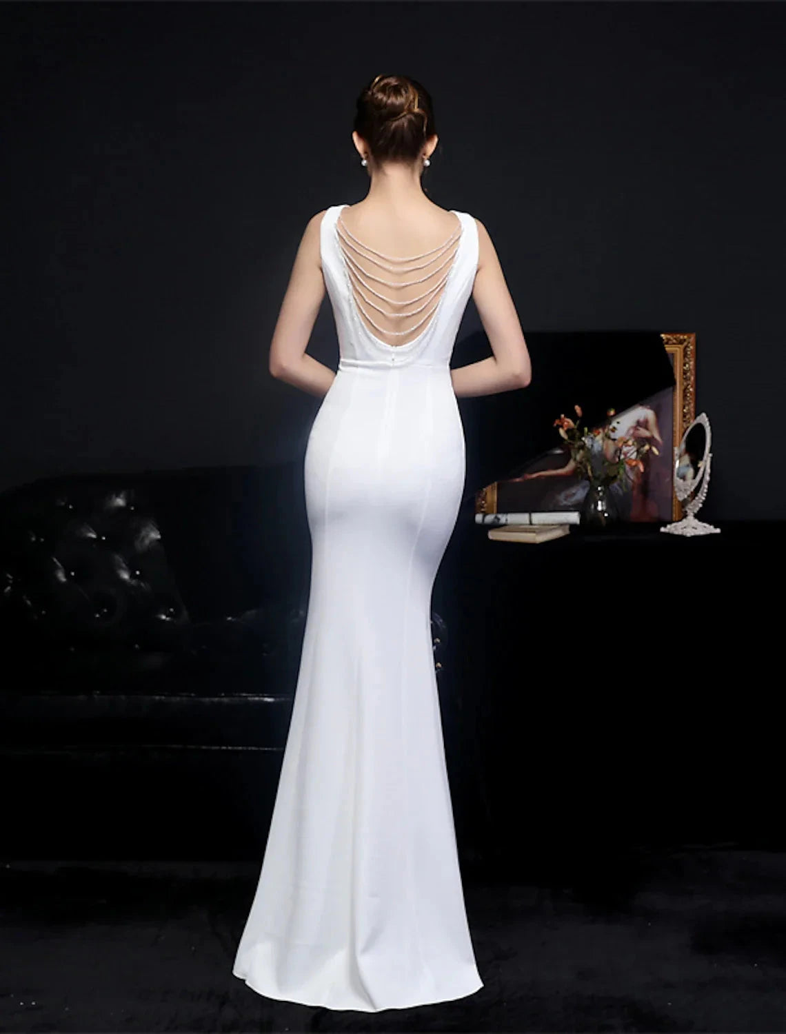 Mermaid / Trumpet Prom Dresses Elegant Dress Formal Wedding Guest Floor Length Sleeveless V Neck Polyester with Slit by YiHuiw