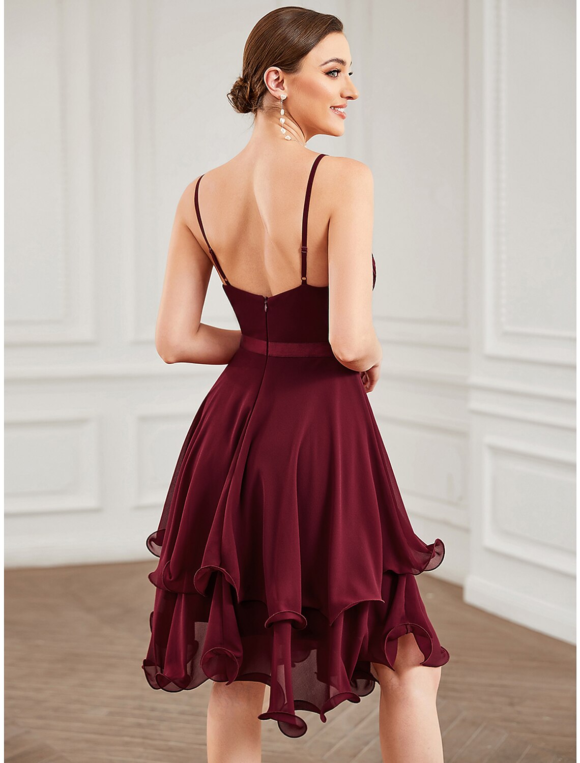 A-Line Homecoming Dresses Tiered Plisse Dress Homecoming Prom Short / Mini Sleeveless Sweetheart Chiffon with Pure Color Tiered by YiHuiw