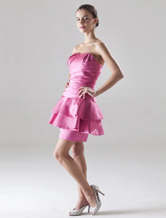 A-Line Dress Homecoming Cocktail Party Short / Mini Sleeveless Sweetheart Satin with Side Draping by YiHuiw