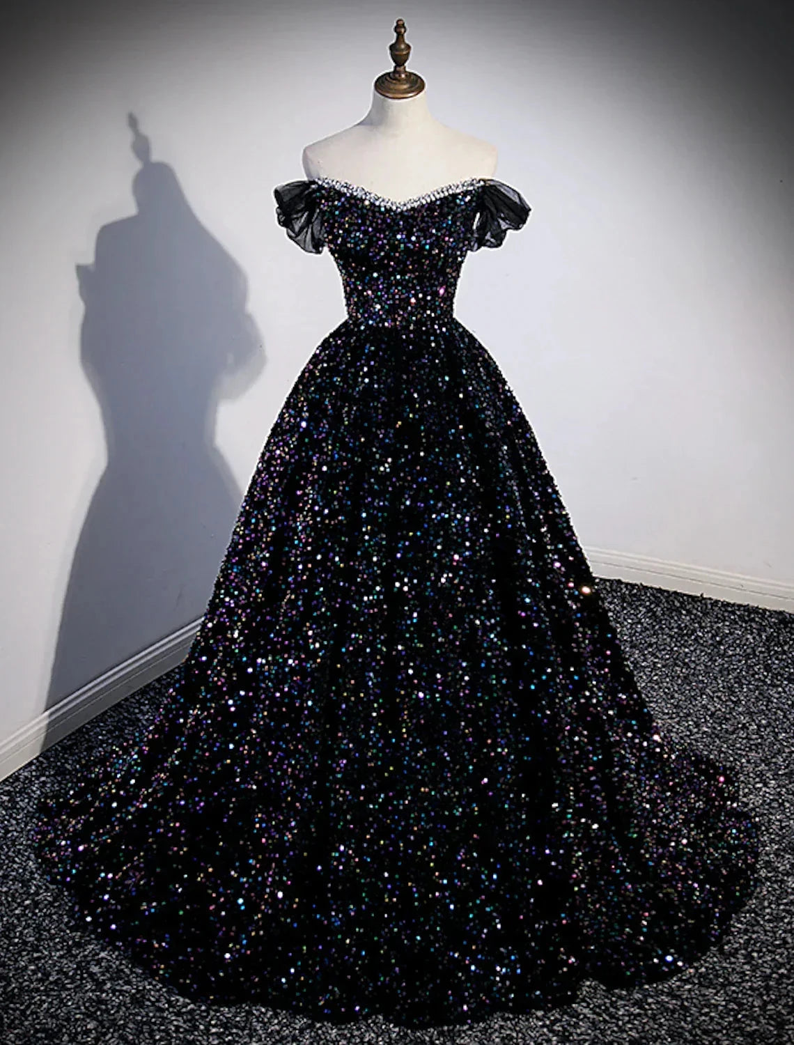 Ball Gown Prom Dresses Sexy Dress Wedding Guest Court Train Sleeveless Off Shoulder Sequined with Pleats Sequin by YiHuiw