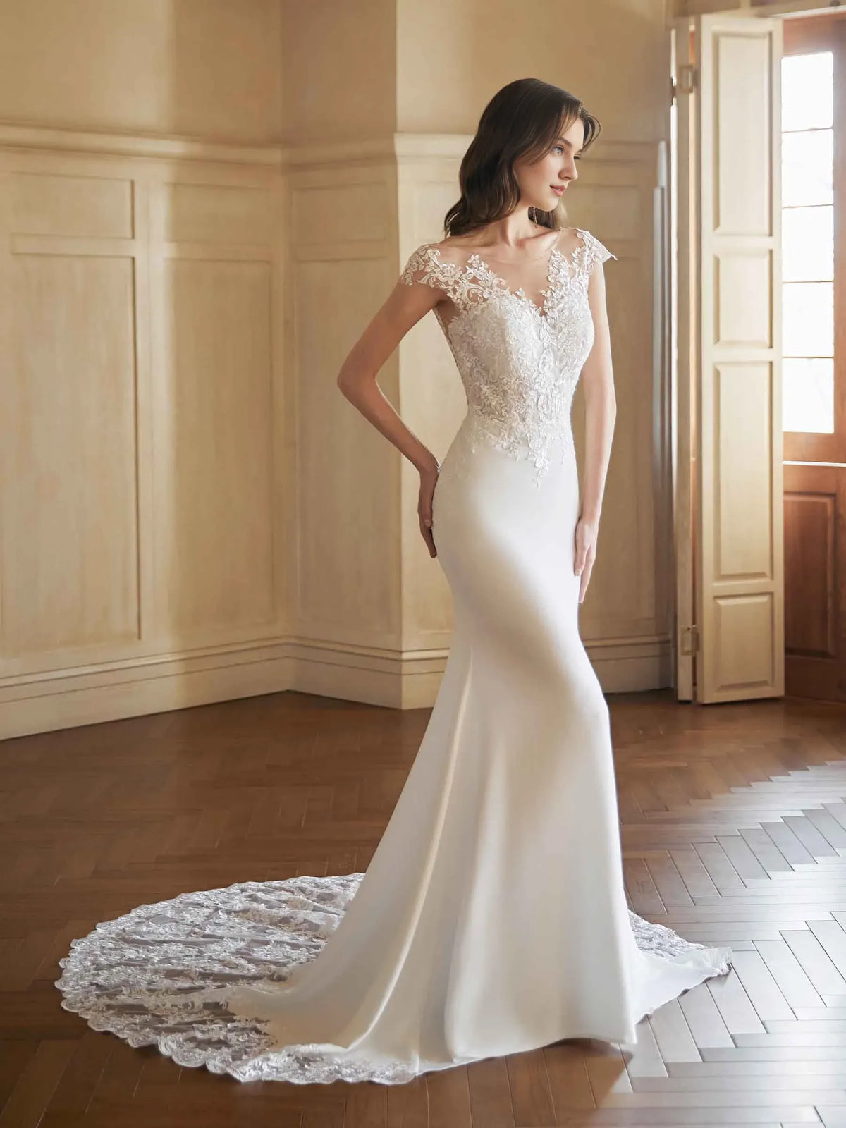 Mermaid Illusion Lace Floor-Length Wedding Dress - Yihuiw by Yihuiw