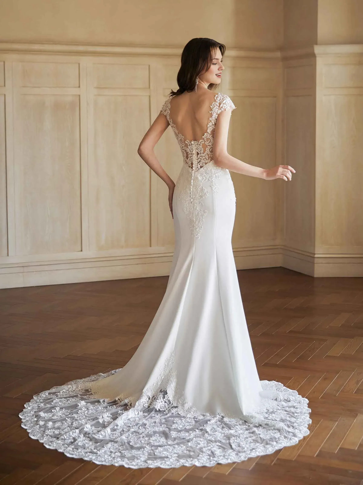 Mermaid Illusion Lace Floor-Length Wedding Dress - Yihuiw by Yihuiw