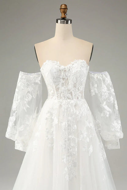 A-Line Floor-Length Wedding Dress - Yihuiw by Yihuiw