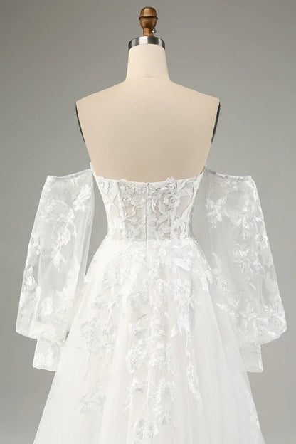 A-Line Floor-Length Wedding Dress - Yihuiw by Yihuiw