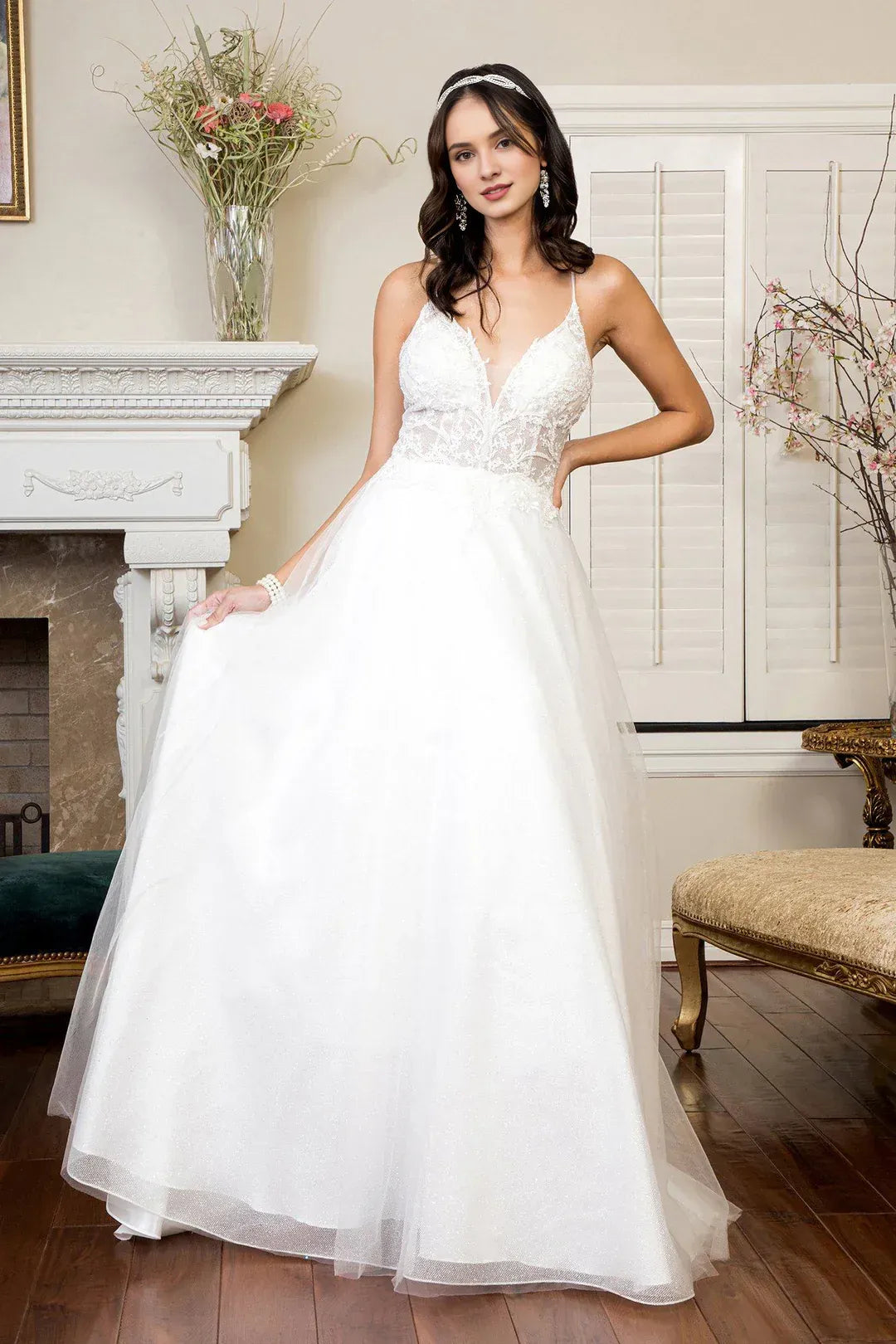 A-Line Spaghetti Strap Floor-Length Wedding Dress - Yihuiw by Yihuiw