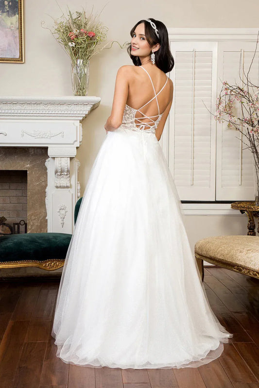 A-Line Spaghetti Strap Floor-Length Wedding Dress - Yihuiw by Yihuiw