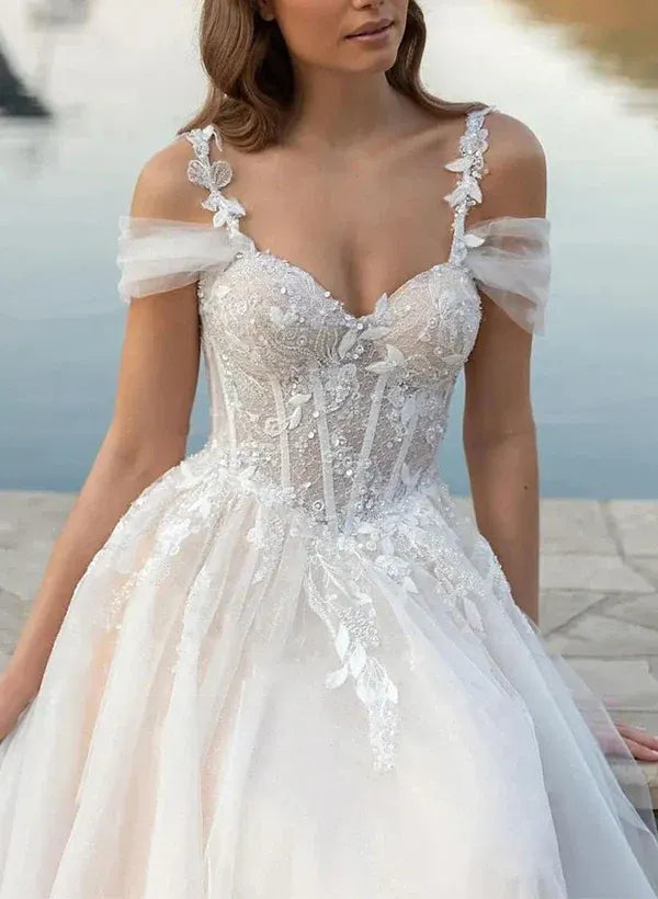 A-Line Sweetheart Floor-Length Wedding Dress - Yihuiw by Yihuiw