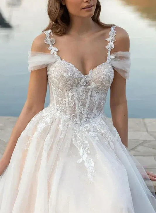 A-Line Sweetheart Floor-Length Wedding Dress - Yihuiw by Yihuiw