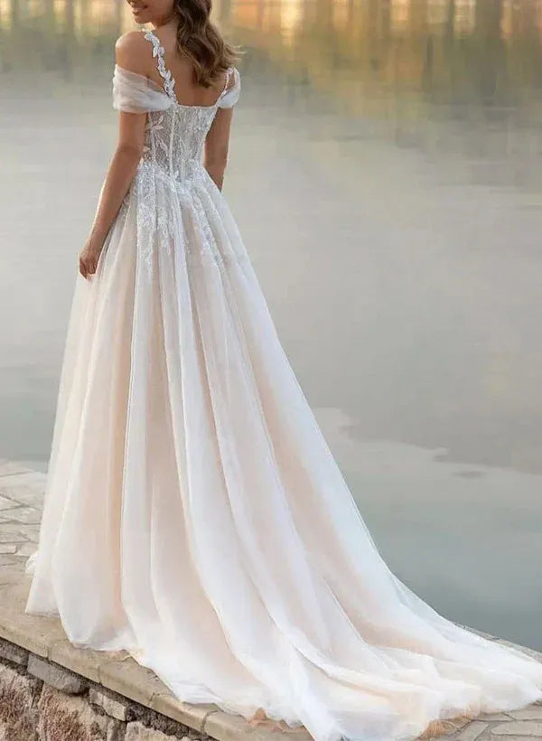 A-Line Sweetheart Floor-Length Wedding Dress - Yihuiw by Yihuiw