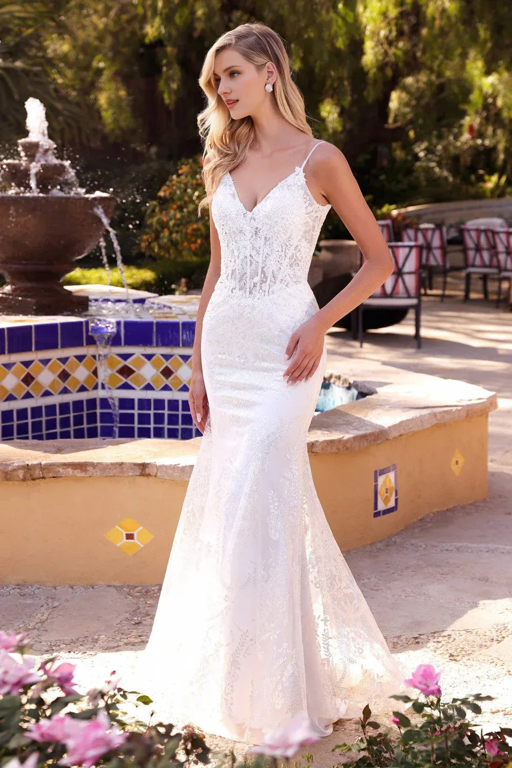 Mermaid V-Neck Floor-Length Wedding Dress - Yihuiw by Yihuiw