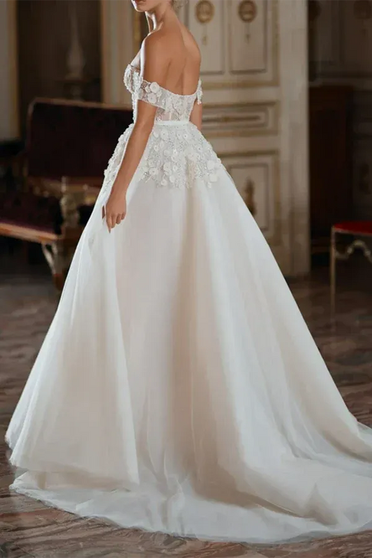 A-Line Floor-Length Wedding Dress - Yihuiw by Yihuiw