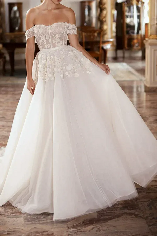 A-Line Floor-Length Wedding Dress - Yihuiw by Yihuiw