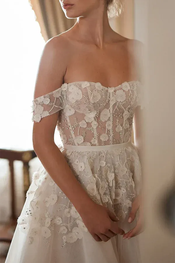 A-Line Floor-Length Wedding Dress - Yihuiw by Yihuiw