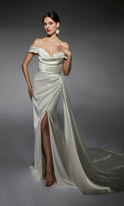 Mermaid Cowl Neck Floor-Length Wedding Dress - Yihuiw by Yihuiw