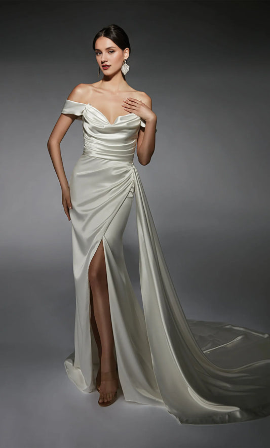 Mermaid Cowl Neck Floor-Length Wedding Dress - Yihuiw by Yihuiw