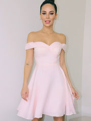A-Line/Princess Off-the-Shoulder Sleeveless Chiffon Short/Mini Homecoming Dresses