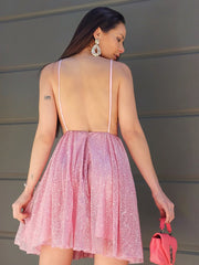 A-Line/Princess Ruched V-neck Sleeveless Short/Mini Homecoming Dresses