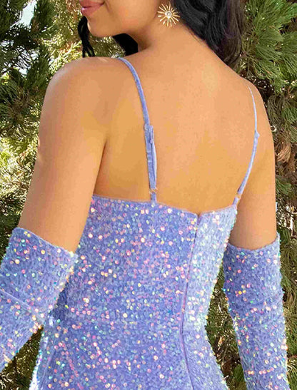 A-Line Prom Dresses Party Dress Formal Party Wear Floor Length Sleeveless V Neck Sequined with Pleats Sequin by YiHuiw