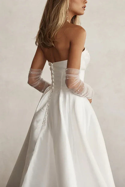 A-Line Sweetheart Floor-Length Wedding Dress - Yihuiw by Yihuiw