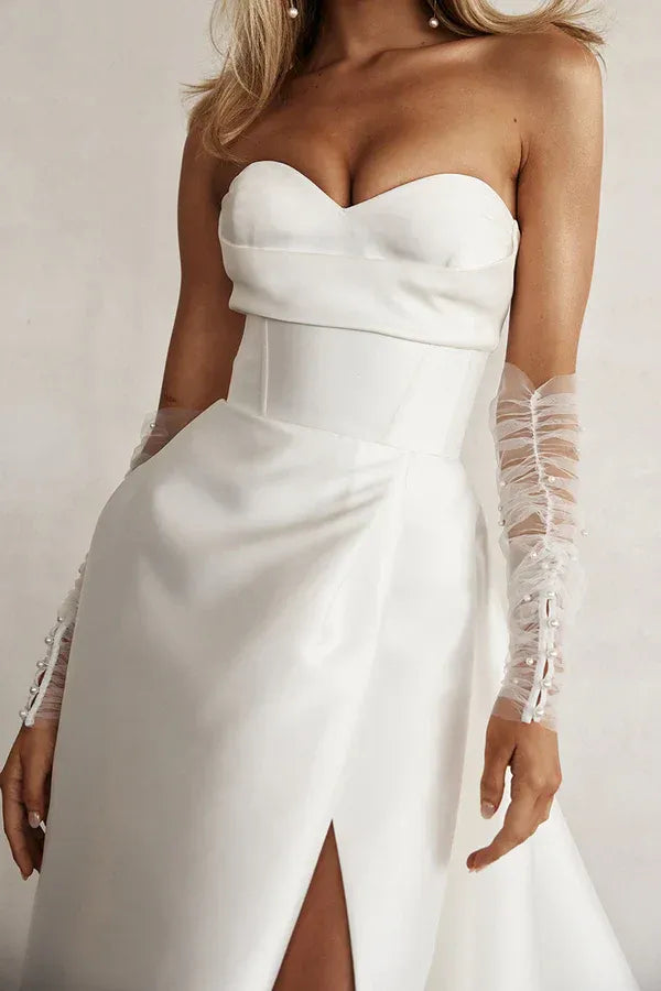 A-Line Sweetheart Floor-Length Wedding Dress - Yihuiw by Yihuiw