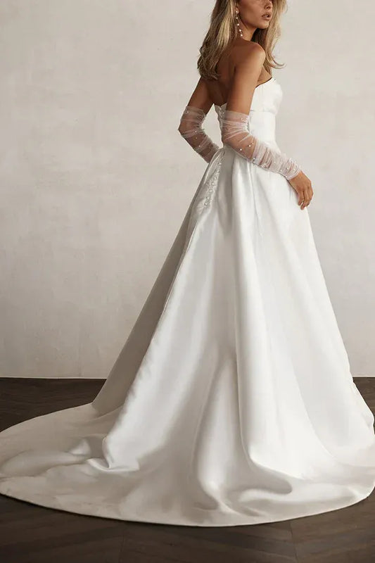 A-Line Sweetheart Floor-Length Wedding Dress - Yihuiw by Yihuiw