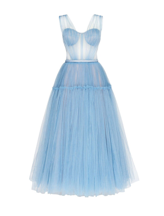A-Line Prom Dresses Elegant Dress Wedding Guest Prom Ankle Length Short Sleeve Off Shoulder Tulle with Pleats Pure Color