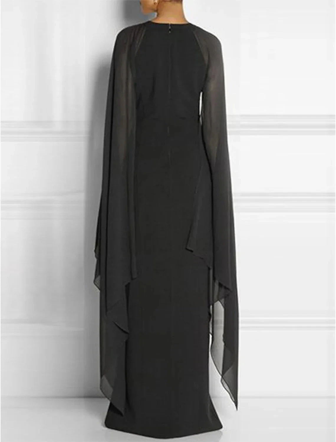 Sheath / Column Party Dresses Elegant Dress Wedding Guest Cocktail Party Floor Length Sleeveless Jewel Neck Fall Wedding Guest Chiffon with Slit by YiHuiw