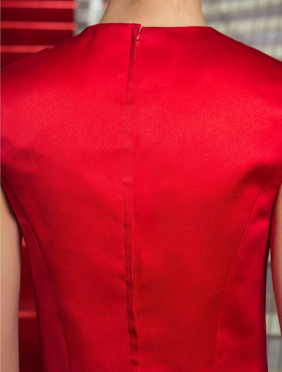 A-Line Elegant Dress Christmas Homecoming Knee Length Sleeveless Jewel Neck Satin with Beading Appliques by YiHuiw