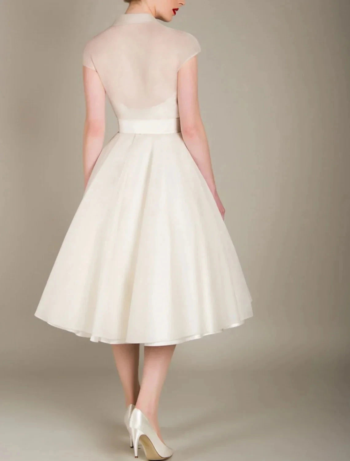 A-Line Cocktail Dresses 1950s Dress Graduation Cocktail Party Knee Length Sleeveless V Neck Wednesday Addams Family Tulle with Sash / Ribbon by YiHuiw