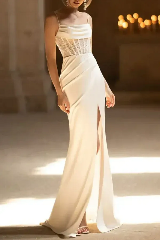 Mermaid Spaghetti Strap Floor-Length Wedding Dress - Yihuiw by Yihuiw