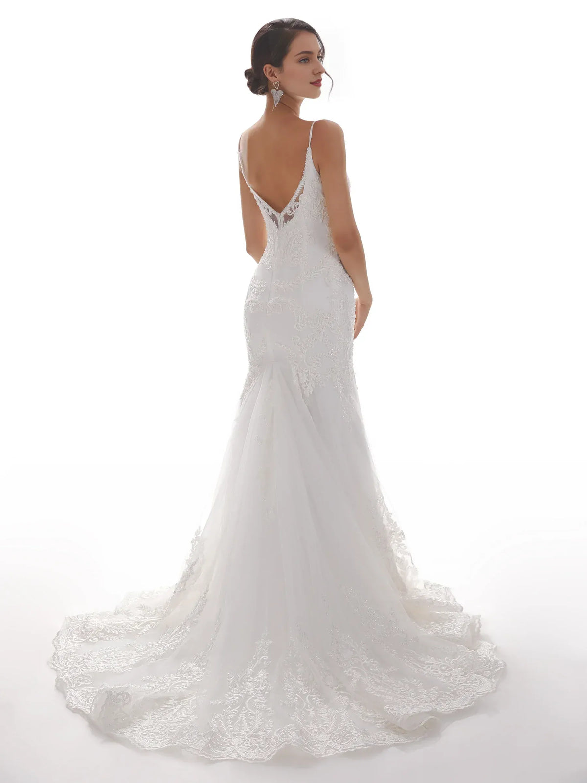 Mermaid V-Neck Floor-Length Wedding Dress - Yihuiw by Yihuiw