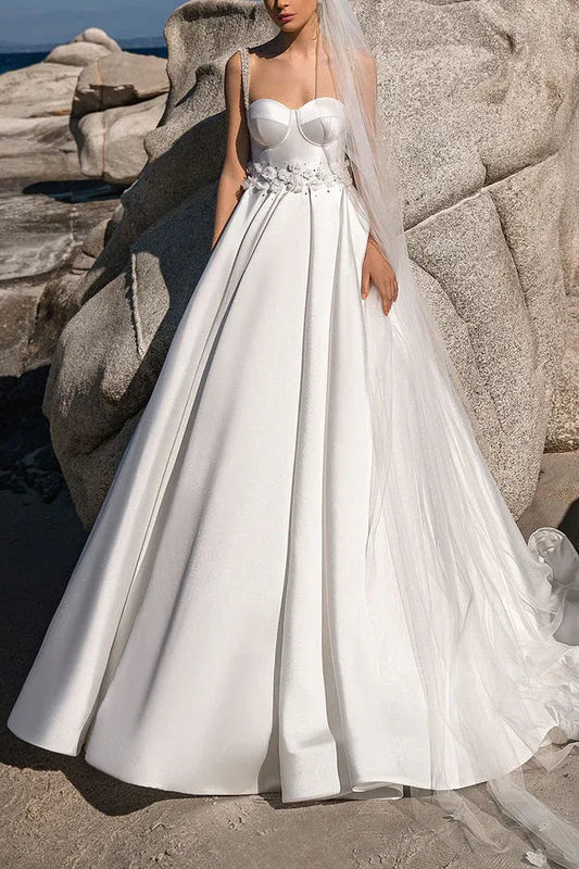 A-Line Sweetheart Floor-Length Wedding Dress - Yihuiw by Yihuiw