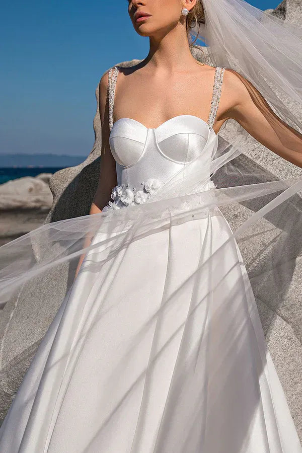 A-Line Sweetheart Floor-Length Wedding Dress - Yihuiw by Yihuiw